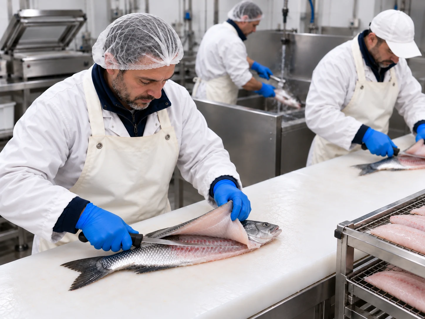 Filetage du poisson à la main