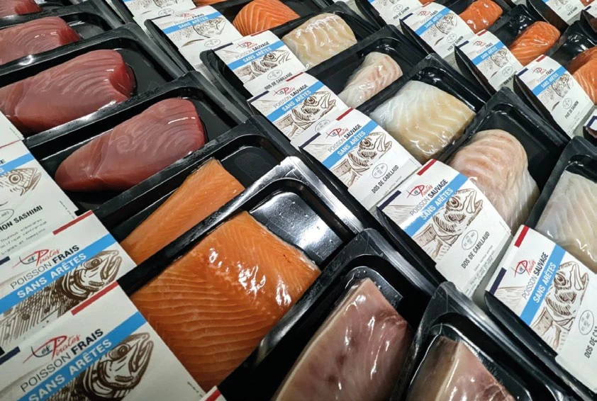 Barquettes SkinPack de thon, saumon et poissons blancs avec leurs étiquettes