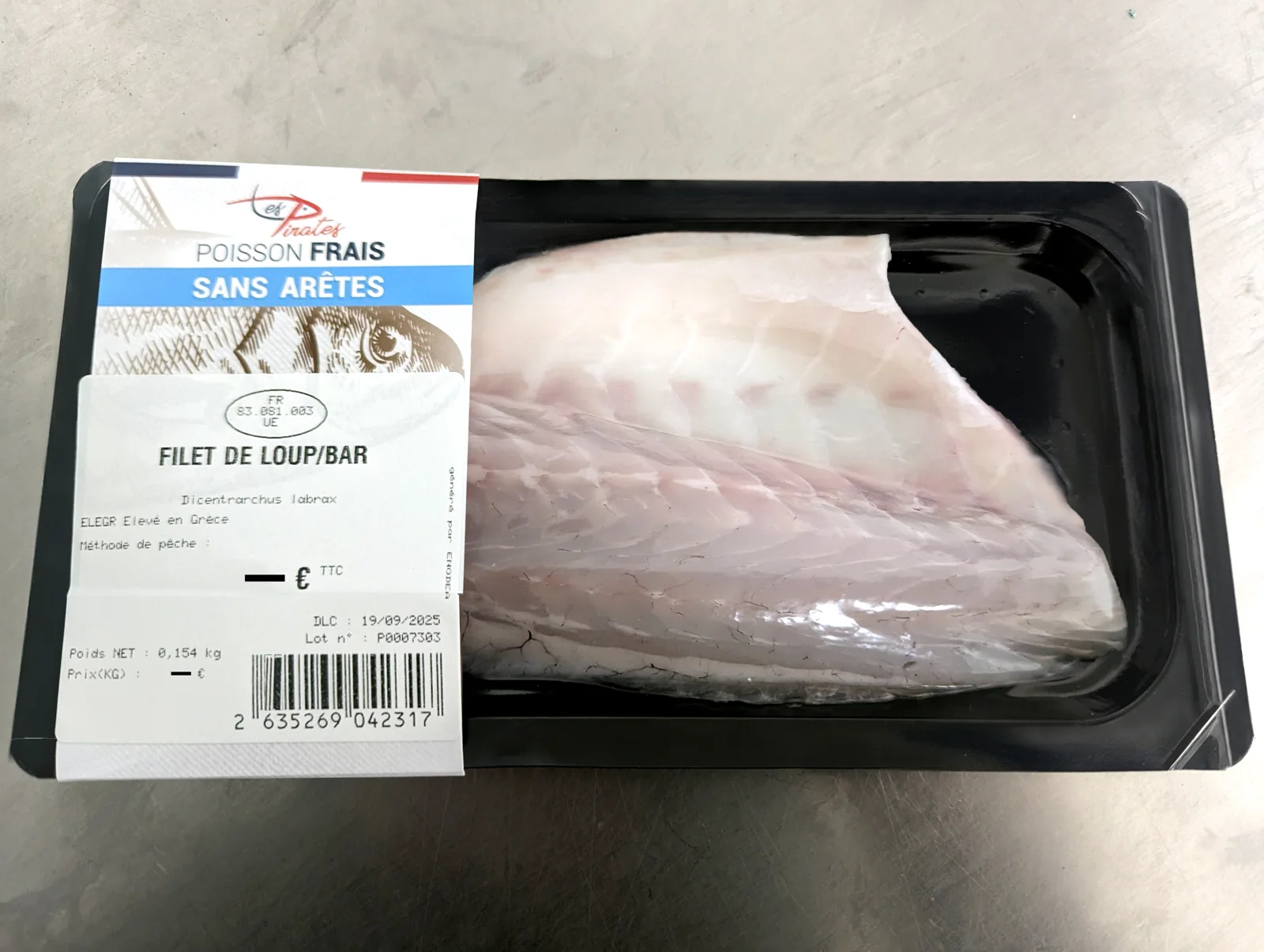 Filet de bar / loup en barquette SkinPack Les Pirates