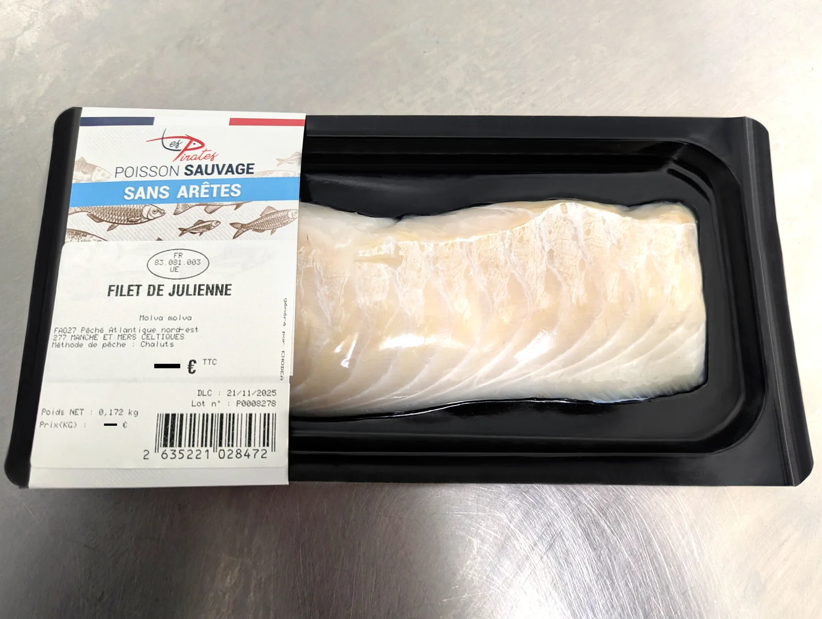 Filet de julienne en barquette SkinPack Les Pirates